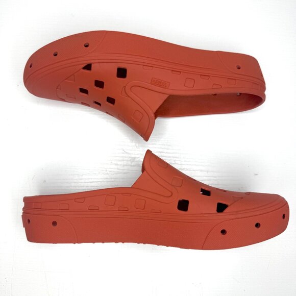 VANS Slip On Mule TRK Checkboard Print Casual Boat Shoes Sandals Mens 11 Orange - Picture 4 of 8